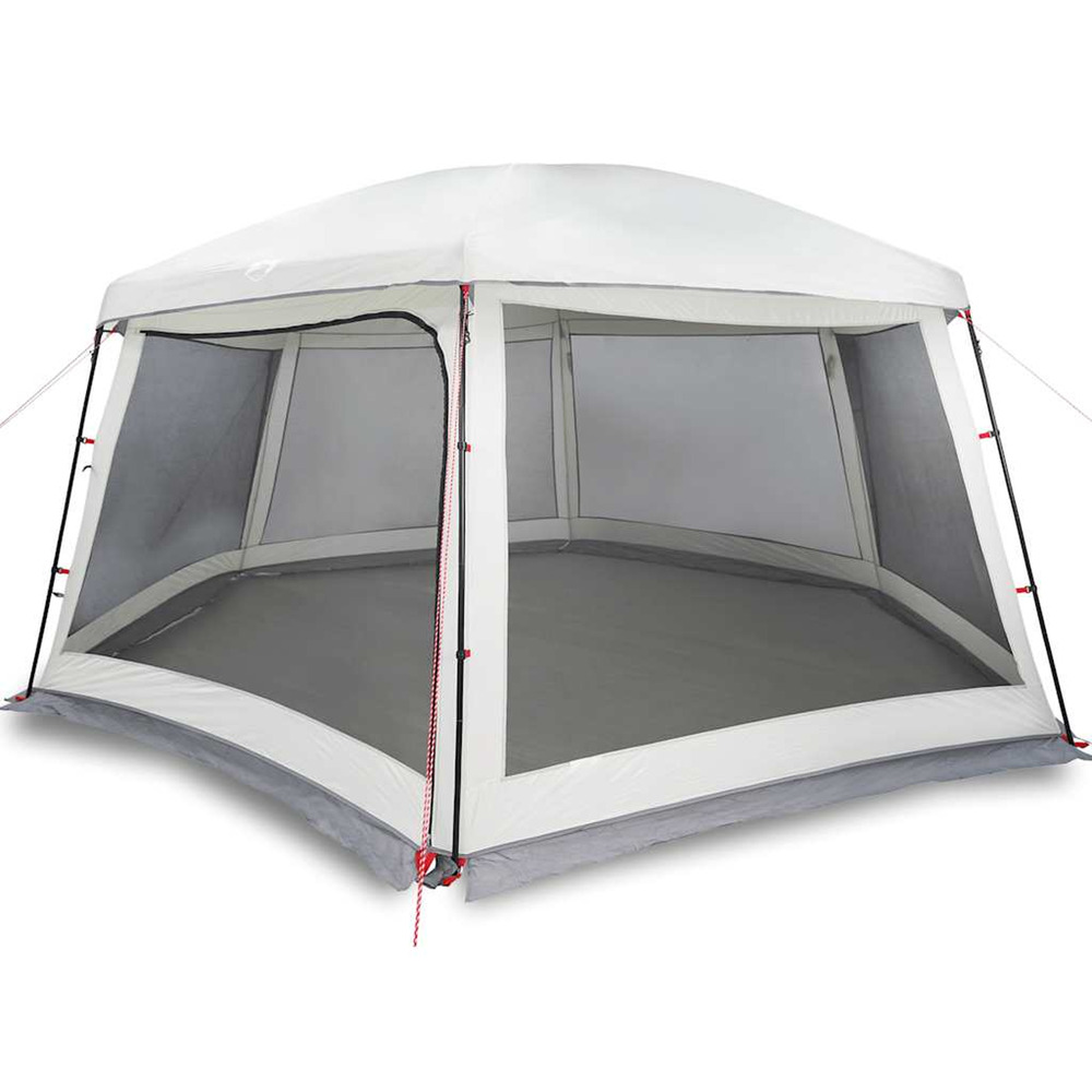Tente piscine toit amovible parois maille gris 618x532 cm