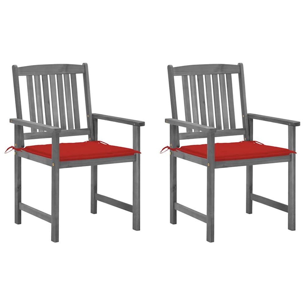 Chaises de jardin et coussins lot de 2 gris bois acacia massif