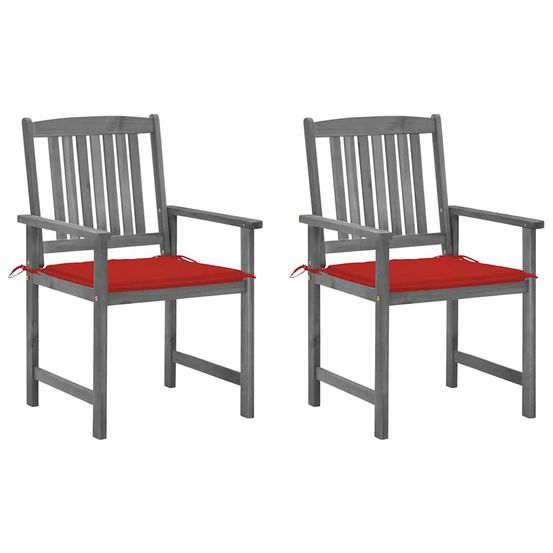 Chaises de jardin et coussins lot de 2 gris bois acacia massif