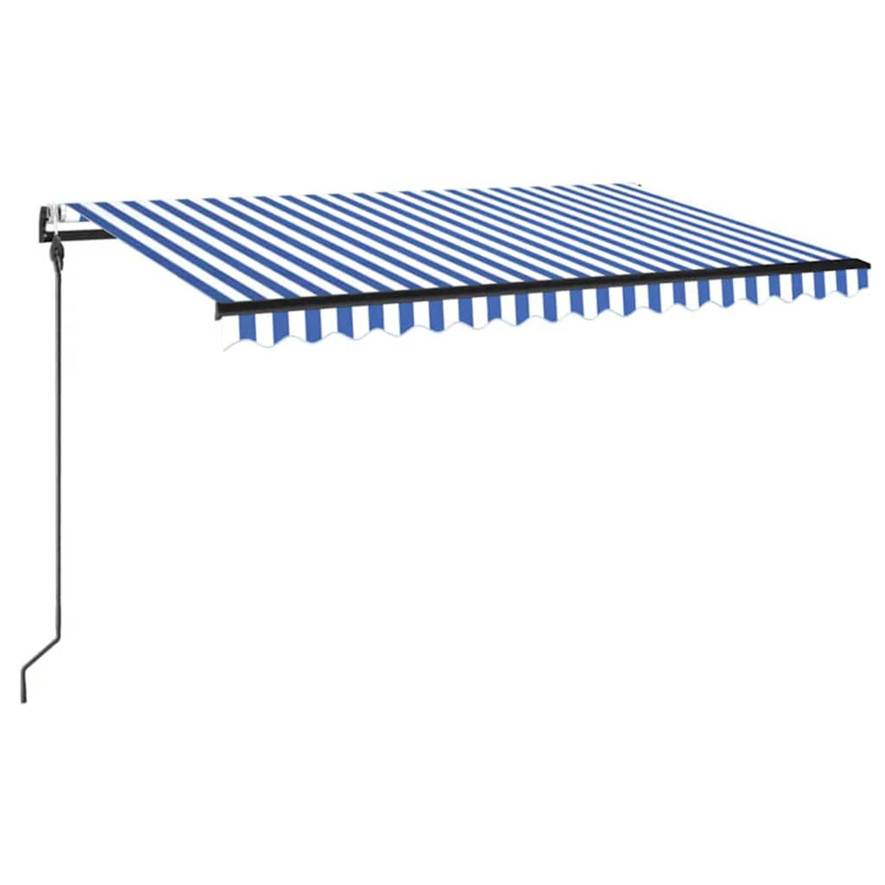 Auvent automatique capteur de vent/led 450x300 cm bleu et blanc