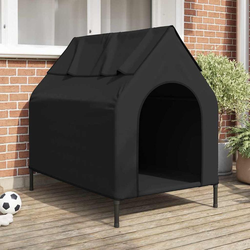 Grande niche chien tissu oxford étanche et acier intérieur/extérieur noir