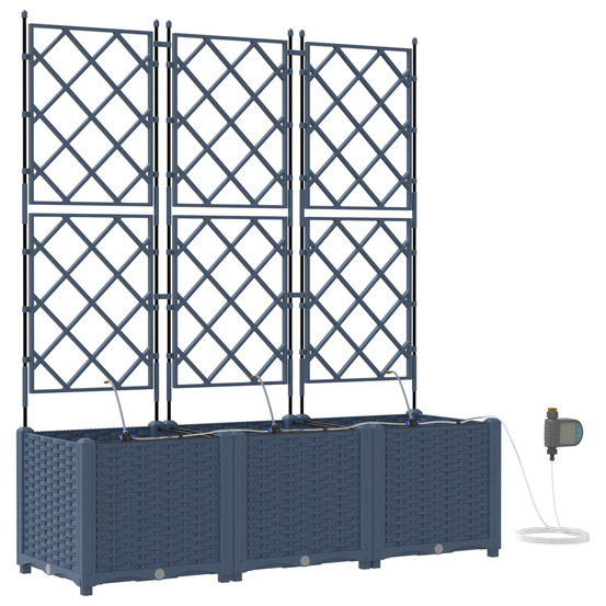 Bacs de jardin avec système d'irrigation 3 pcs gris