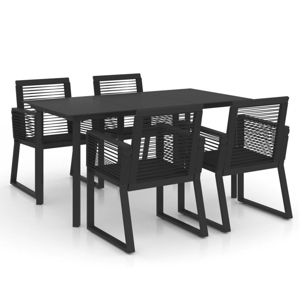 Salon de jardin 5 pcs Rotin PVC Noir