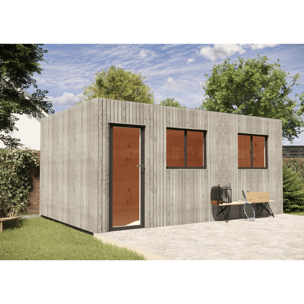 Studio de jardin bien isolé en bois 5,5 x 3,5 x 2,7 m / isolation re2020 avec plancher isolé