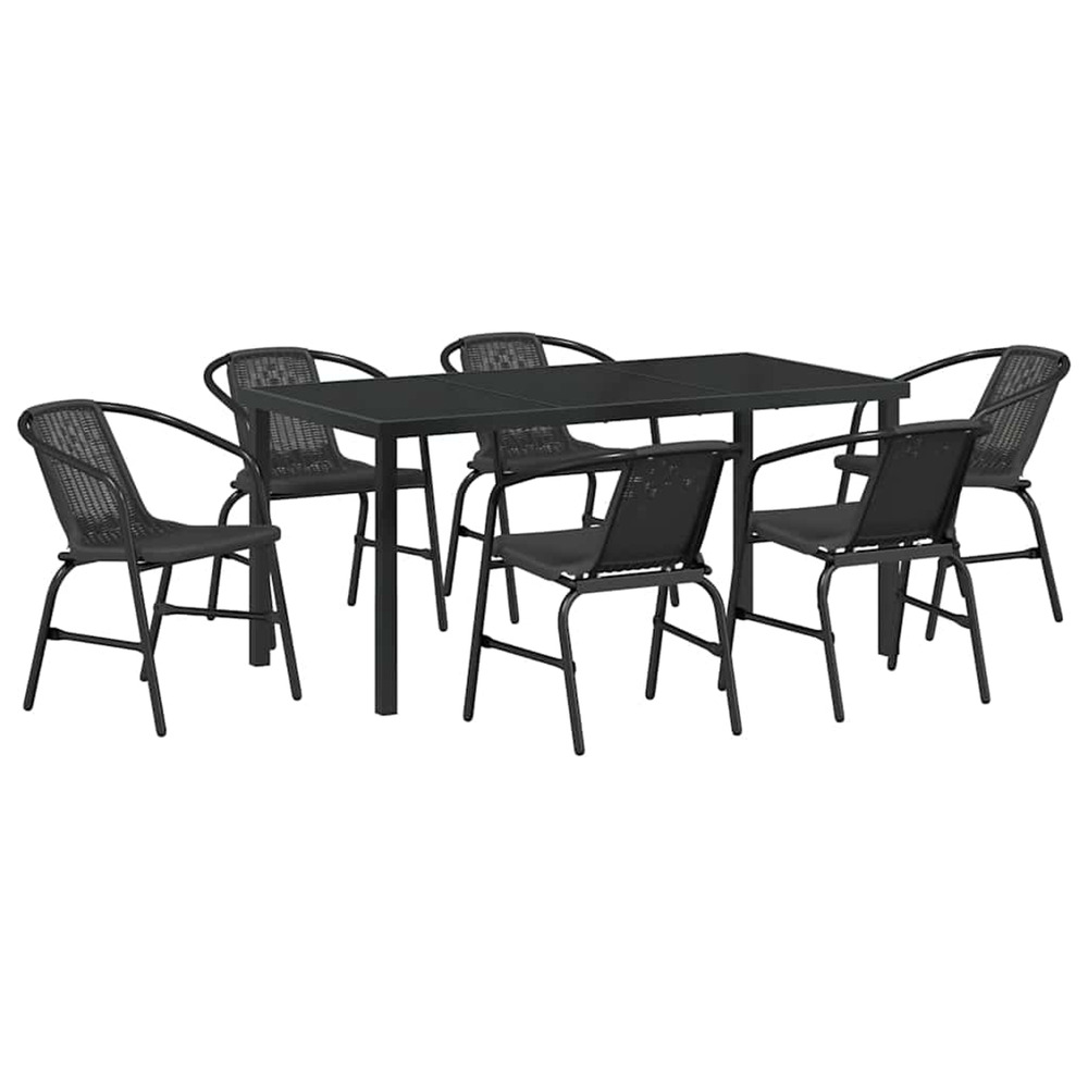 Ensemble de salle à manger pour jardin 7 pcs noir