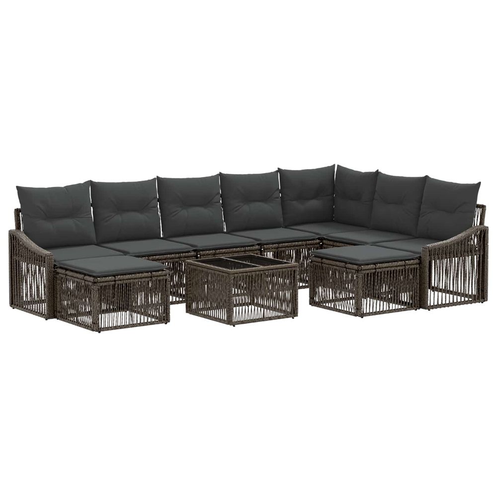Ensemble de canapé de jardin 10 pc gris polyrotin