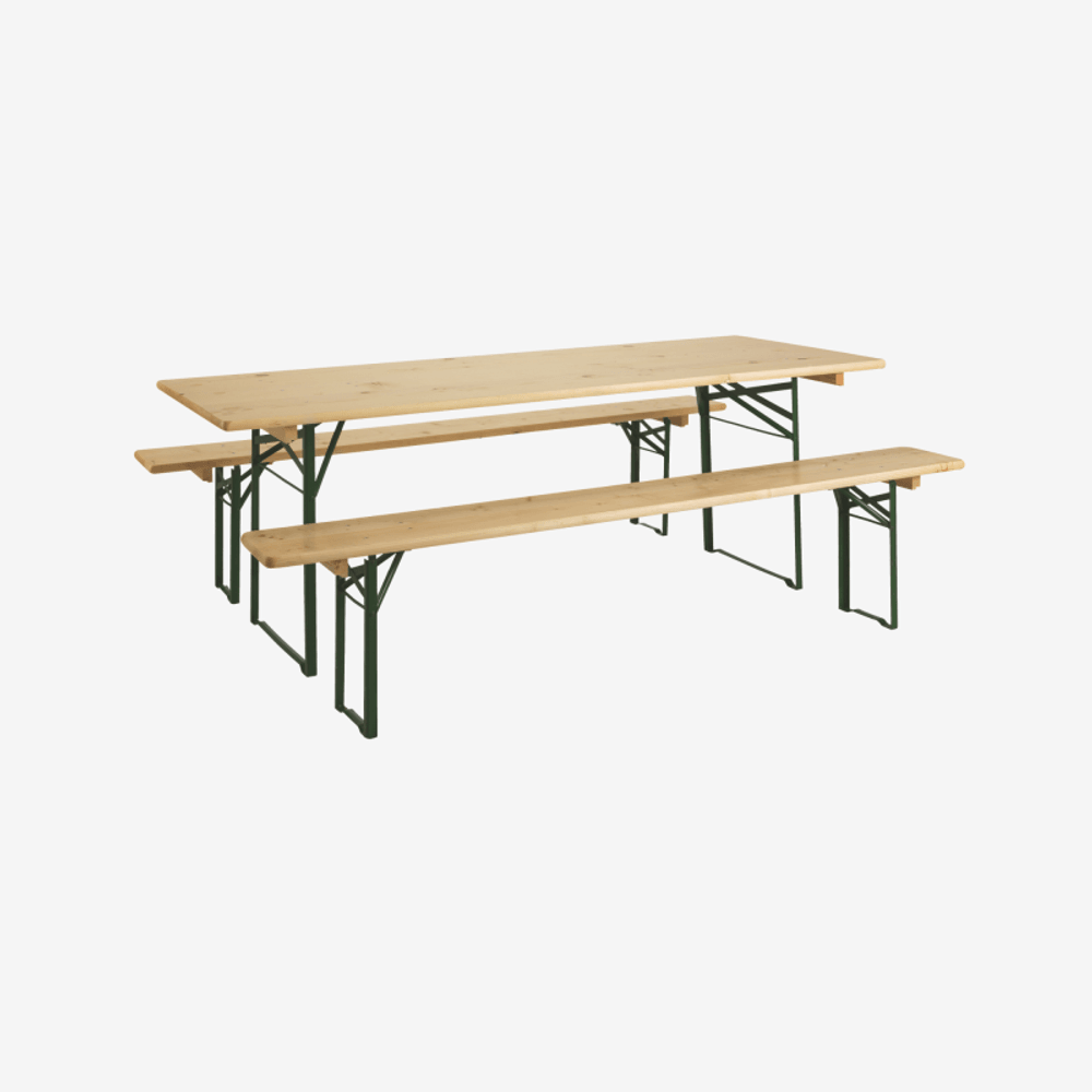 Table en bois avec banc pliant 220cm