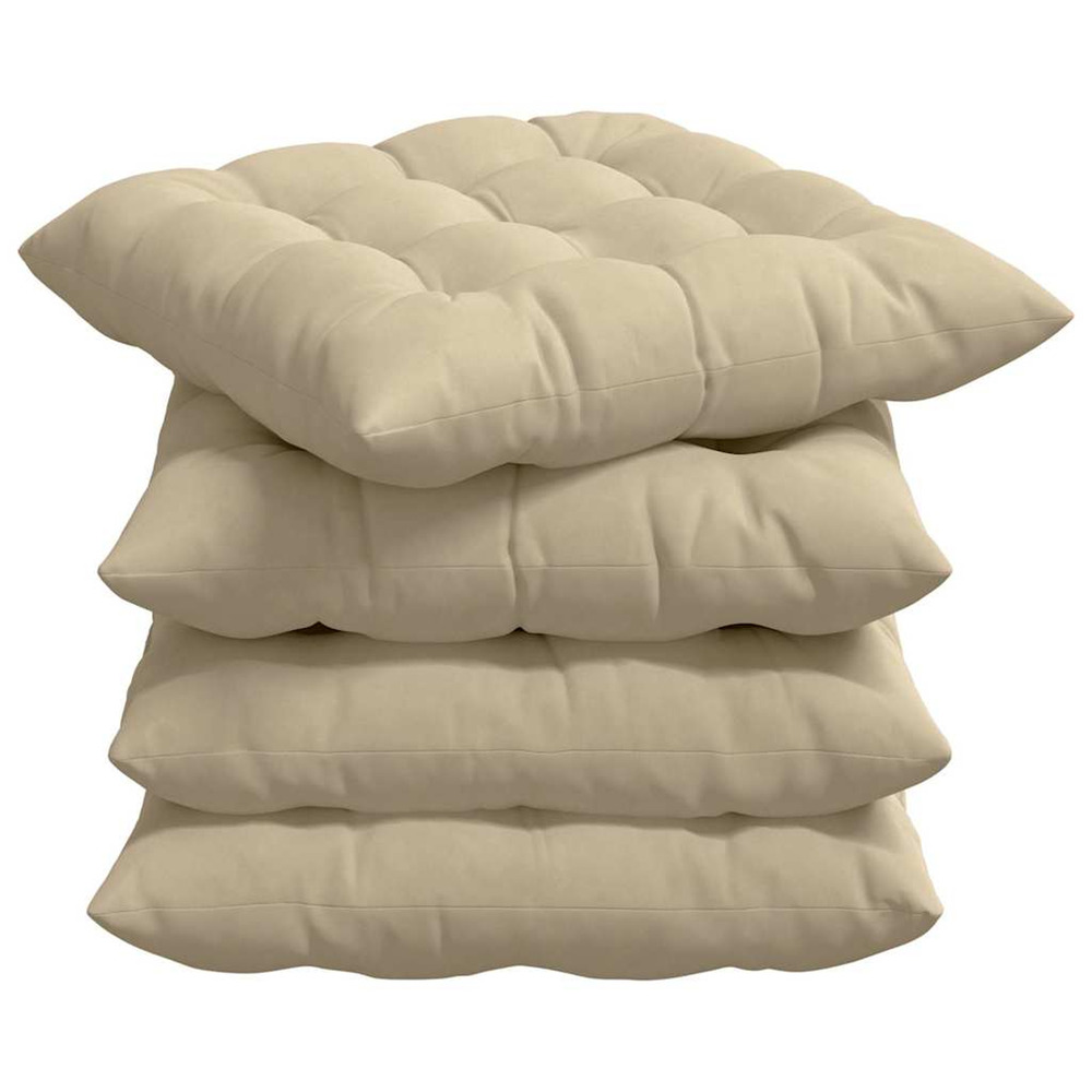 Coussins de siège 4 pcs crème 40 x 40 x 6 cm microfibre