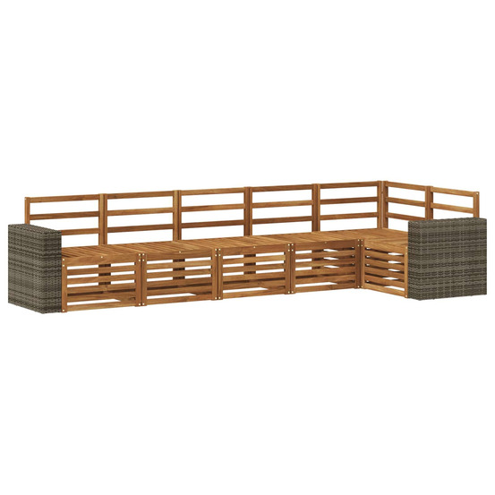 Ensemble de canapé d'angle 6 pcs naturel bois d'acacia massif