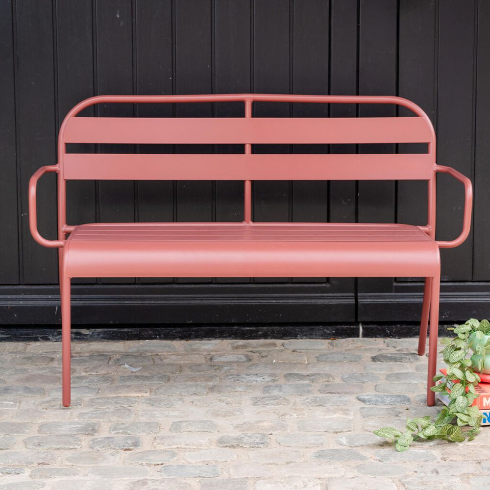 Banc de jardin en aluminium 2 places framboise soha