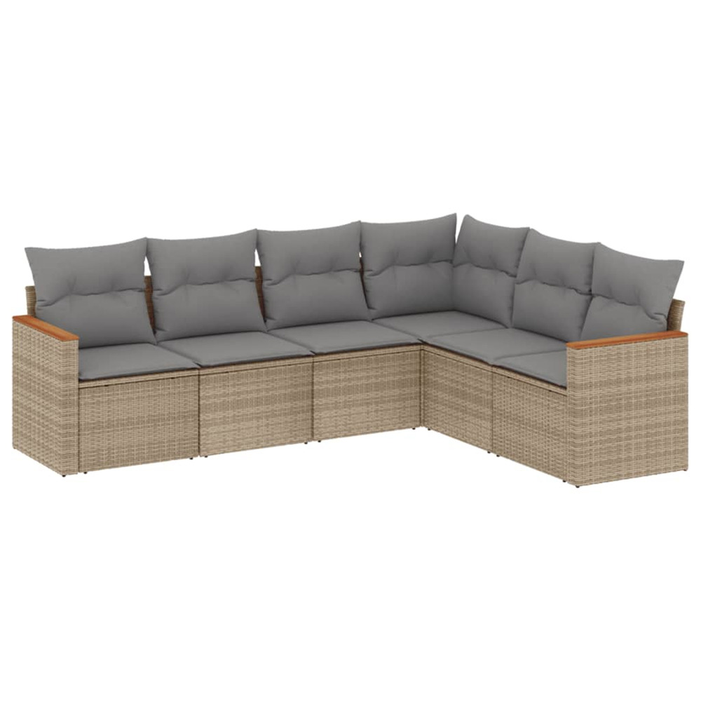 Salon de jardin avec coussins 6 pcs beige résine tressée