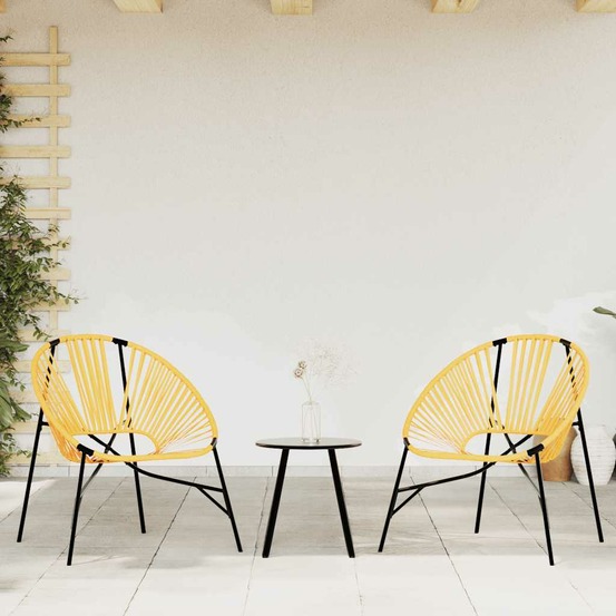 Lot de 3 chaise de jardin noir et jaune résine tressée