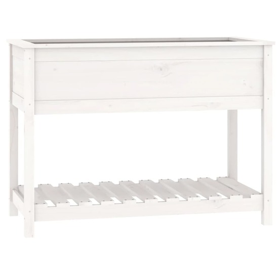 Jardinière avec étagère blanc 111,5x54x81 cm bois massif de pin