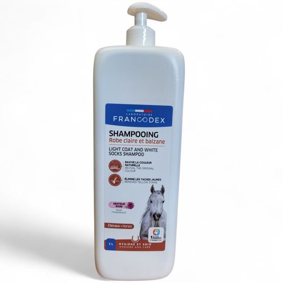 Shampooing robe claire et balzane pour chevaux - bidon de 1 litre - francod