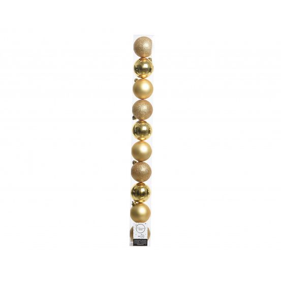 Tube de 10 boules pour arbre de noël or