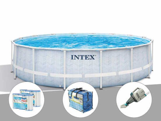 Kit piscine tubulaire chevron ronde 4,88 x 1,22 m + 6 cartouches de filtration