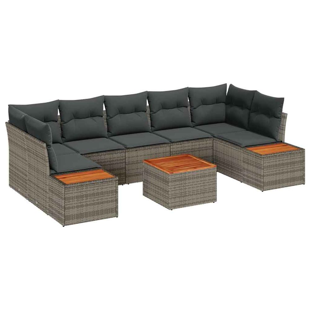 Ensemble de canapé de jardin 8 pc gris poly rotin