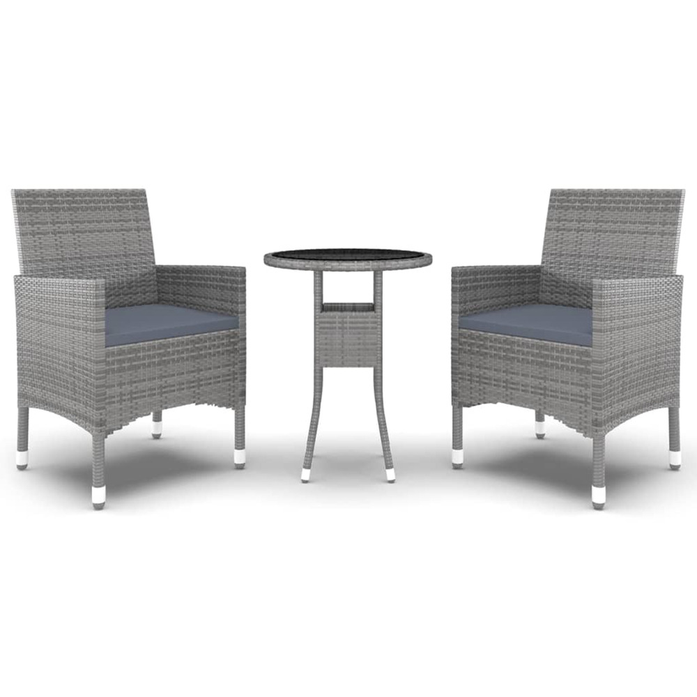 Ensemble à manger de jardin 3 pcs résine tressée gris