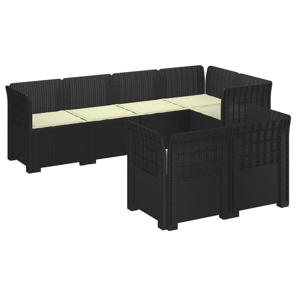 Canapé de jardin 7 places avec coussins look rattan pp