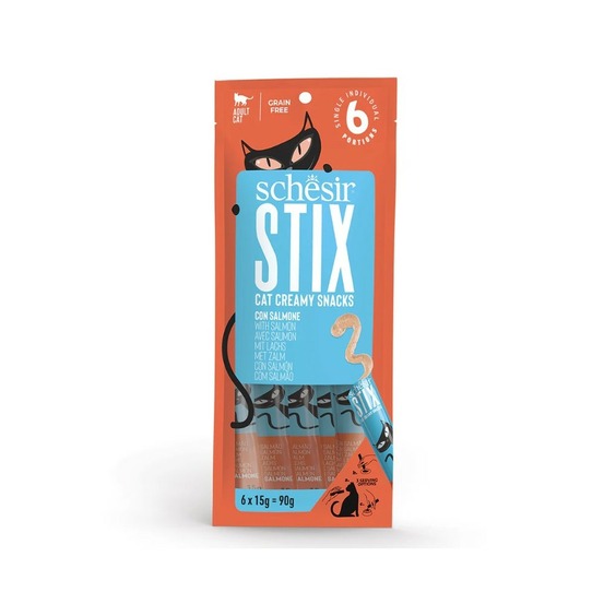 Friandises stix saumon - schesir chat 6x15 g