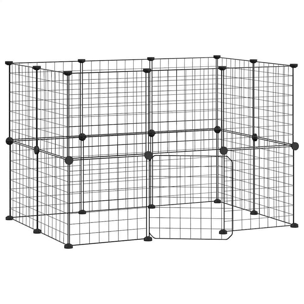 Cage animaux de compagnie à 20 panneaux et porte 35 x 35 cm noir