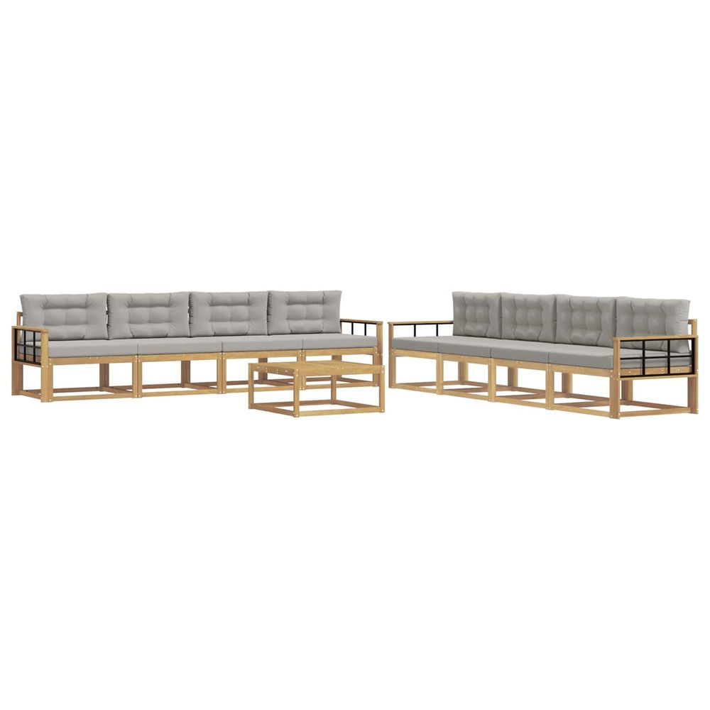 Ensemble de canapés d'extérieur 9 pc blanc et gris clair