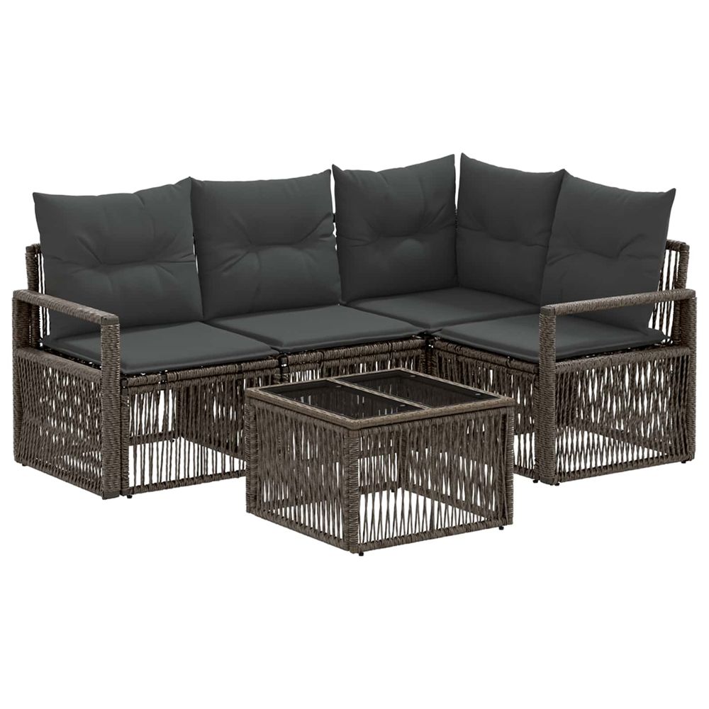 Ensemble de canapé de jardin 5 pc gris polyrotin
