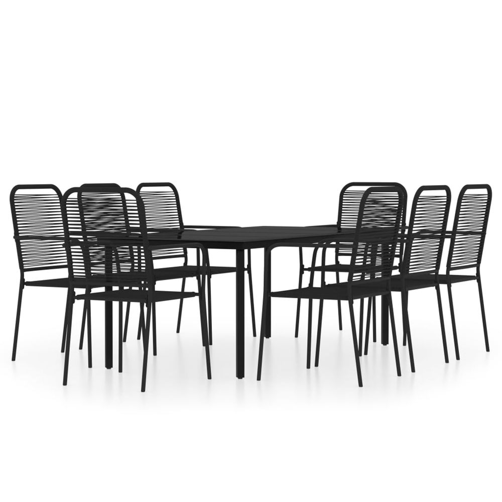 Ensemble à manger de jardin 9 pcs noir