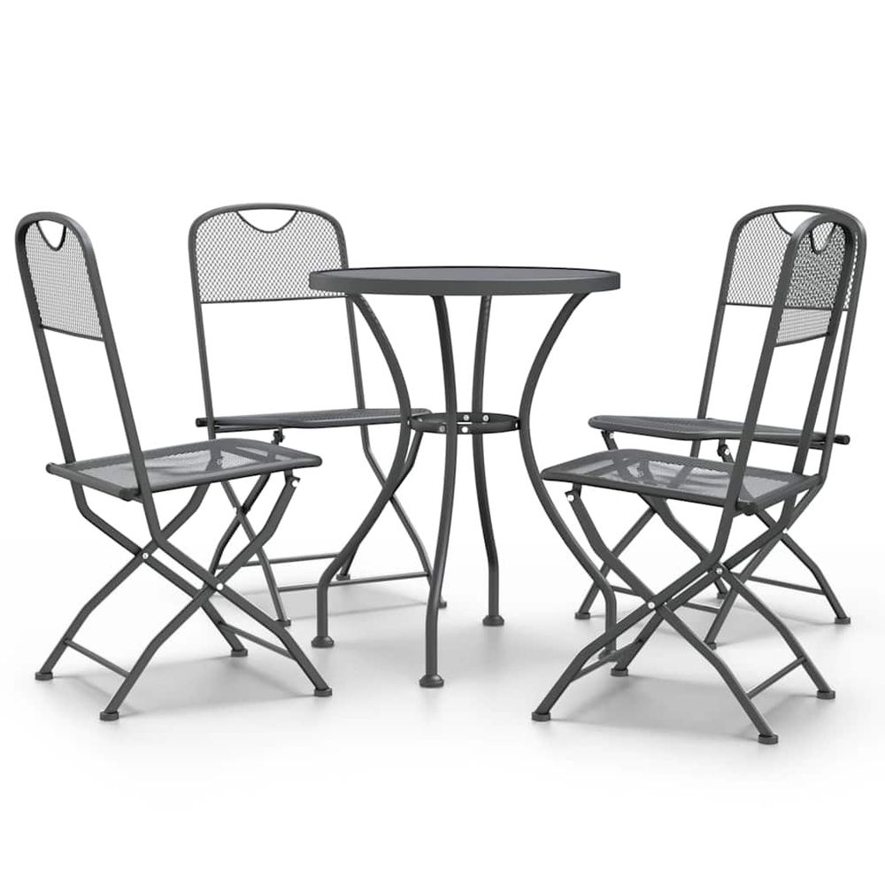 Ensemble à manger de jardin 5 pcs maille métal anthracite
