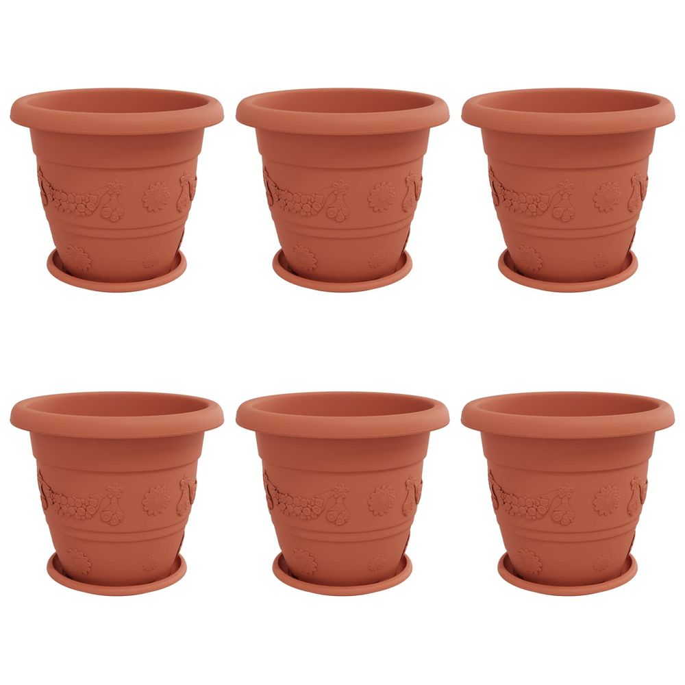 Pots de plantes 6 pc rouge brique ø 39 x 32 cm plastique