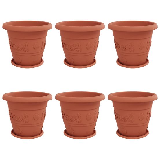 Pots de plantes 6 pc rouge brique ø 39 x 32 cm plastique