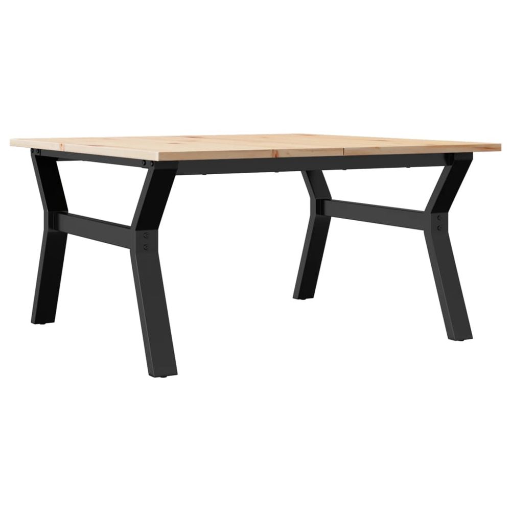 Table basse cadre en y 80x80x45 cm bois de pin massif et acier