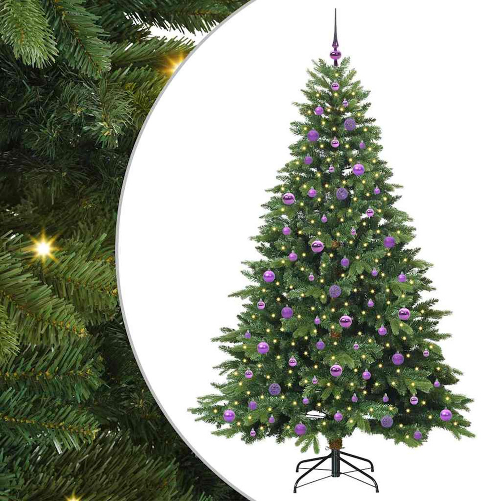 Sapin de noël artificiel avec 300 led vert 210 cm pe et pvc