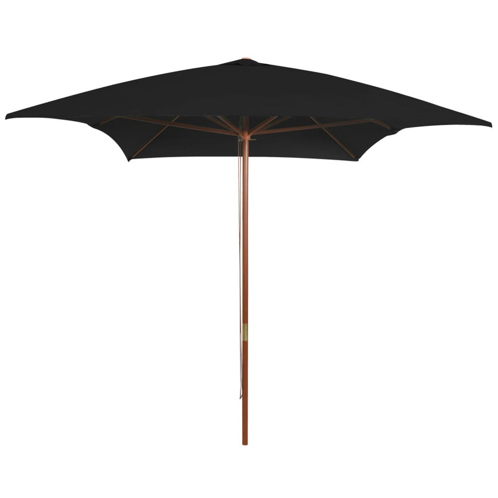 Parasol de jardin avec mât en bois noir 200x300 cm