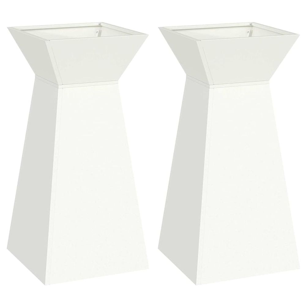 Jardinière d'extérieur à pilier 2 pc blanc 35 x 35 x 73 cm