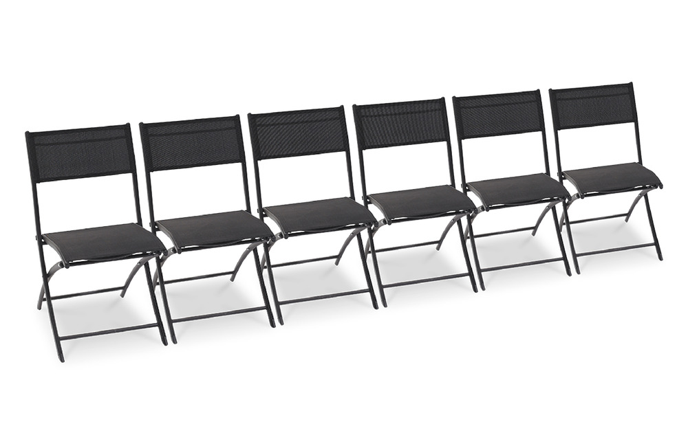 Lot de 6 chaises de jardin c43 en aluminium et textilène