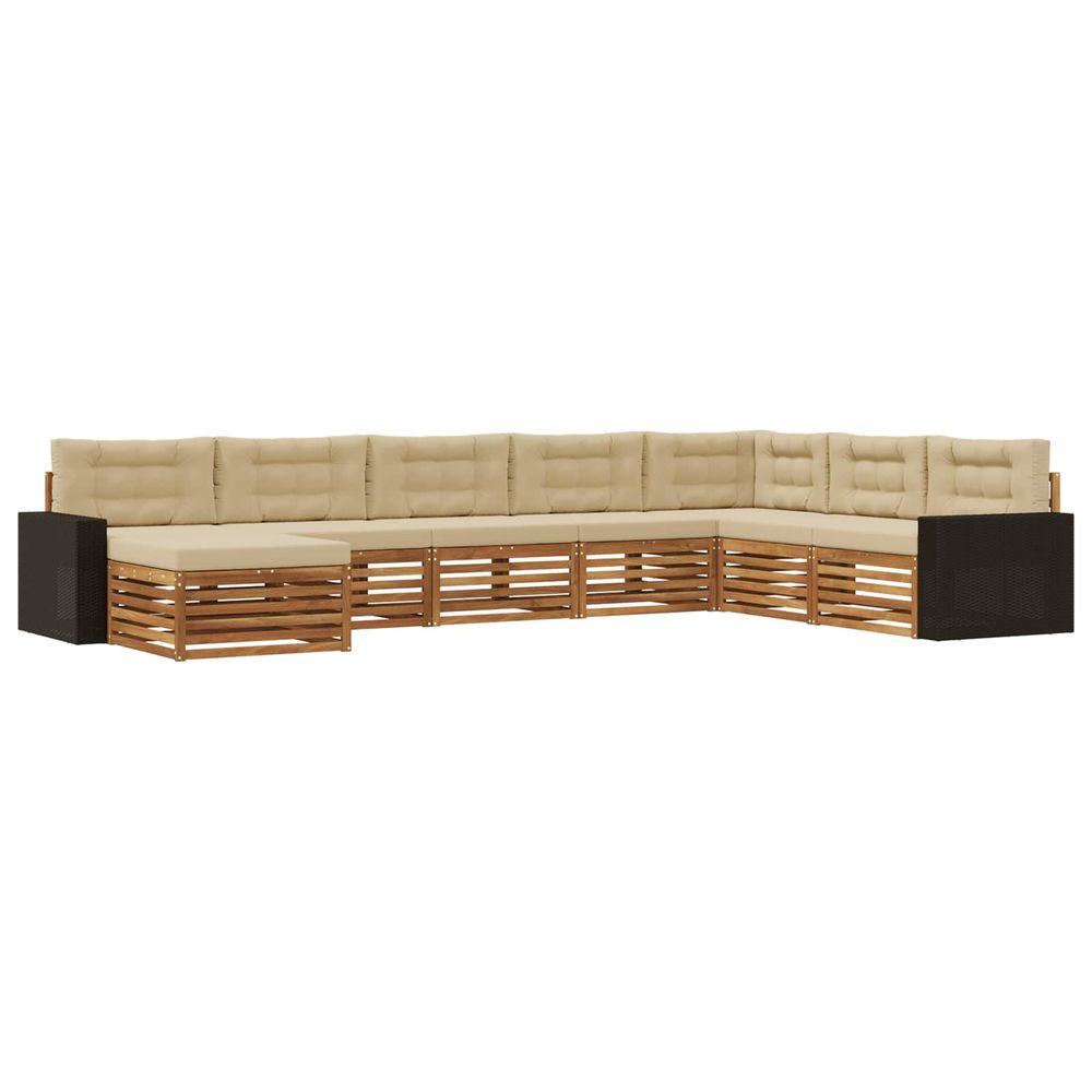 Ensemble de canapés d'extérieur 8 pc naturel et beige
