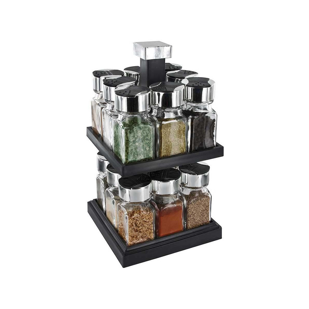 Carrousel à épices carré tournant pots 10 cl 16 pots