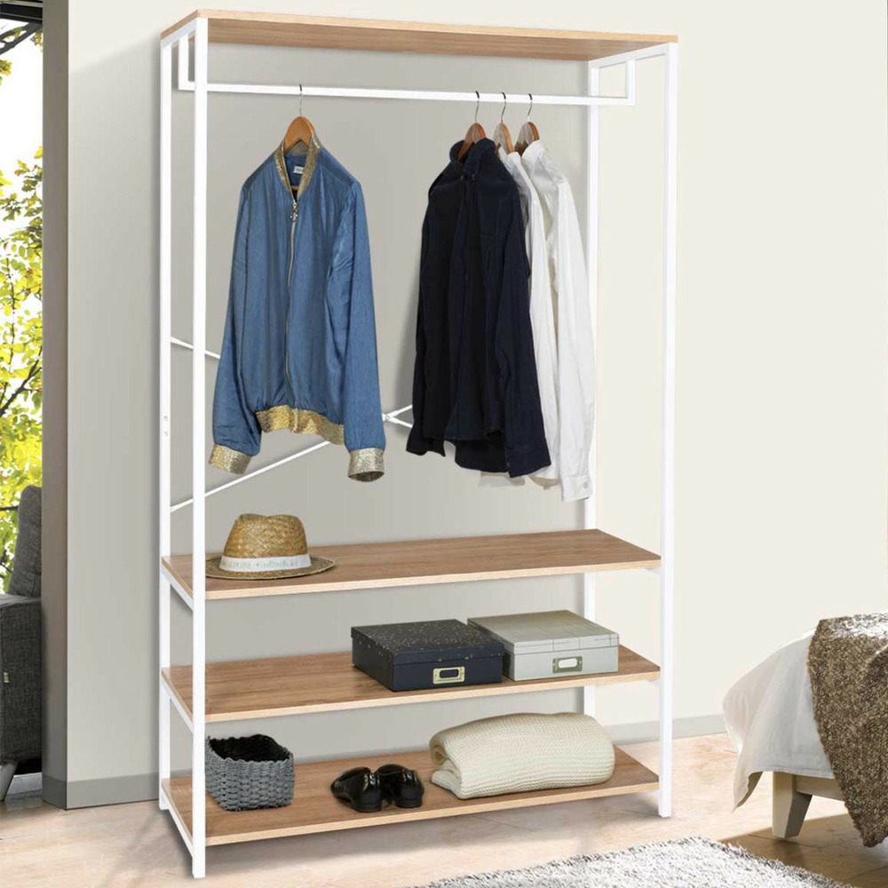 Dressing large l. 100 cm detroit design industriel bois et métal blanc