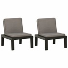 Chaises de salon de jardin avec coussins 2 pcs plastique gris