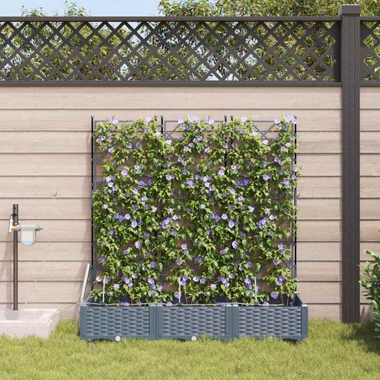 Jardinière haute acier avec irrigation pour jardin terrasse gris clair 120x40x126 cm