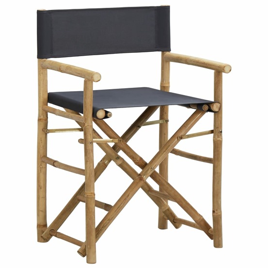 Chaises pliables de directeur lot de 2 gris foncé bambou tissu
