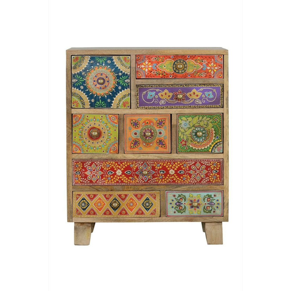 Chiffonnier 9 tiroirs bois multicolore - lexine décoration d'autrefois