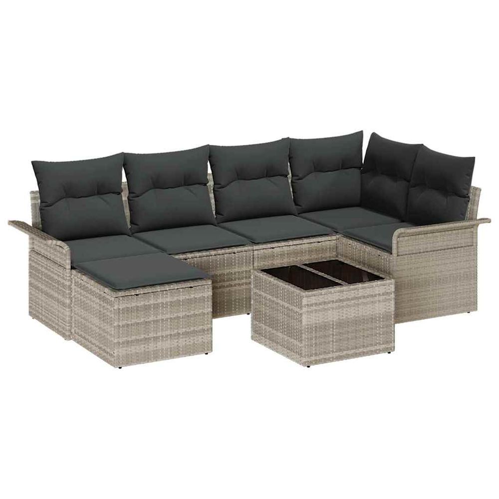 Ensemble de canapé de jardin 7 pc gris clair polyrotin