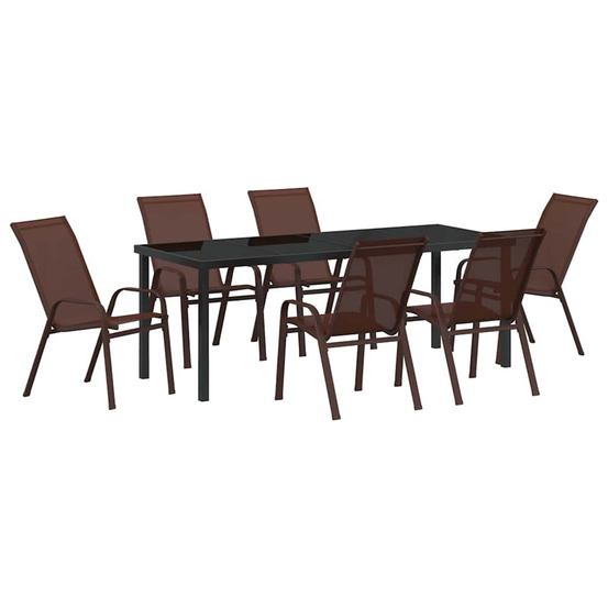 Ensemble de salle à manger pour jardin 7 pcs marron et noir