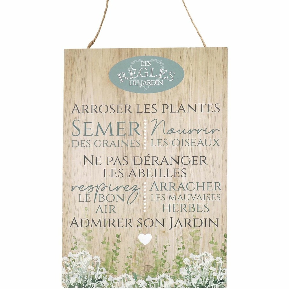 Plaque en bois règles du jardin 20 x 30 cm