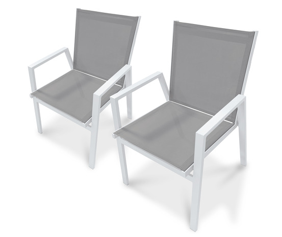 Lot de 2 fauteuils de jardin floride aluminium et textilène blanc