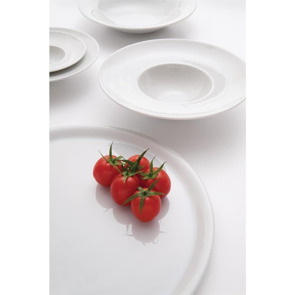 Assiettes à pizza en porcelaine blanche 310 mm - lot de 6 - saturnia