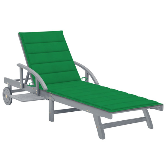 Chaise longue de jardin avec coussin bois d'acacia solide bain de soleil