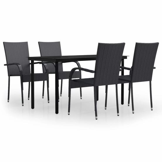 Ensemble à manger de jardin 5 pcs noir